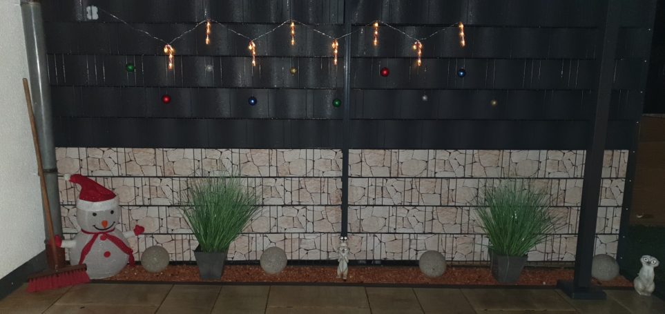 Doppelstabmatten Zaun mit Sichtschutz in Stein Optik & Anthrazit